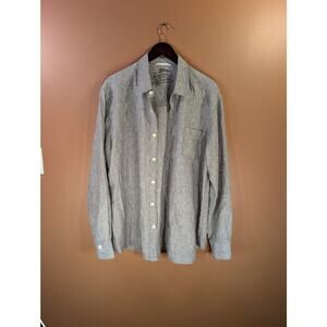 Tommy Bahama Relax Men's 100% Linen Gray/Brown Button Down Shirt - Size L